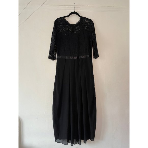 Women's Formal Floral Lace Chiffon Plus Size Wedding Maxi Dress - Picture 3 of 6